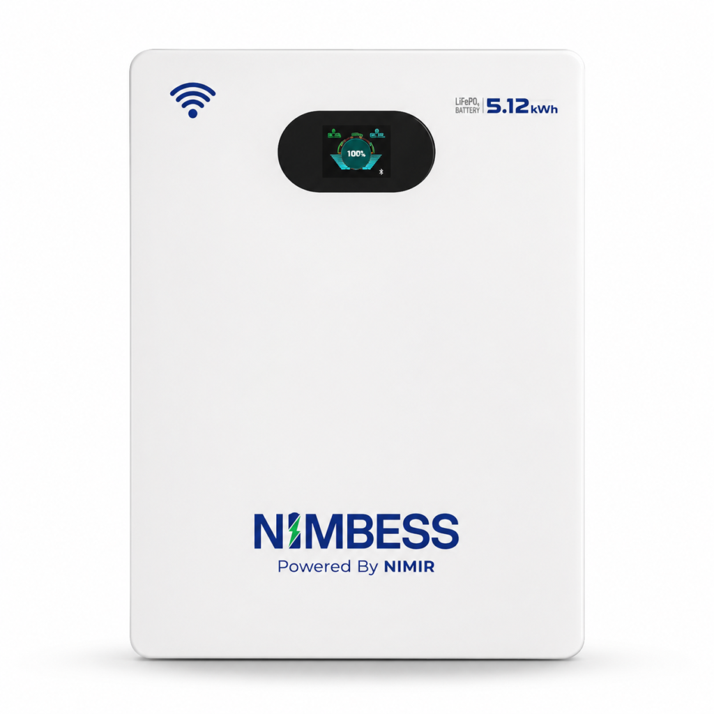 Nimbess 5.12kWh Wall Mounted LiFePO4 Lithium Battery | 51.2V 100Ah Solar Energy Storage Battery